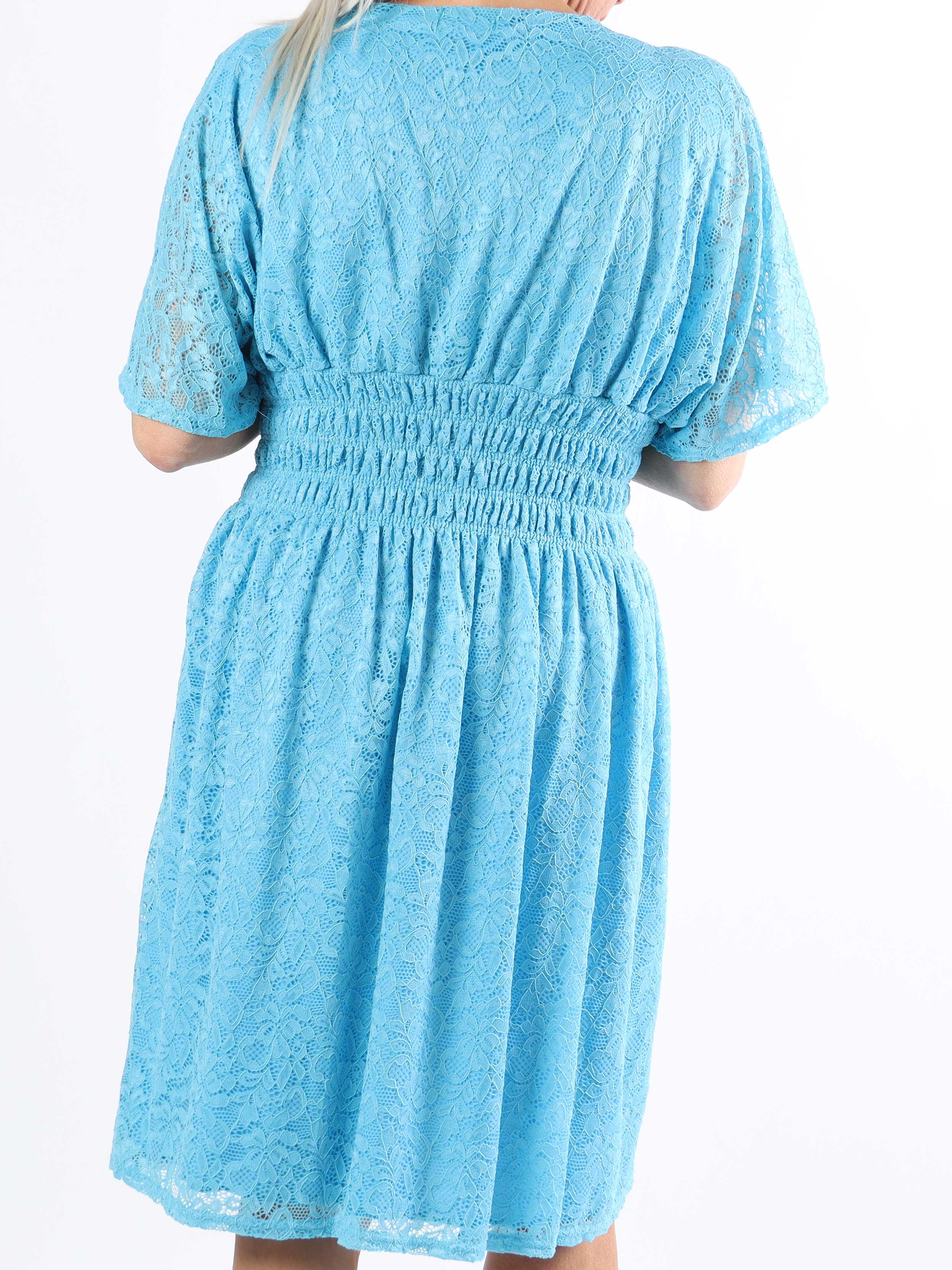 Pams Lace Short S/S - Kort plus size blondekjole med korte ærmer